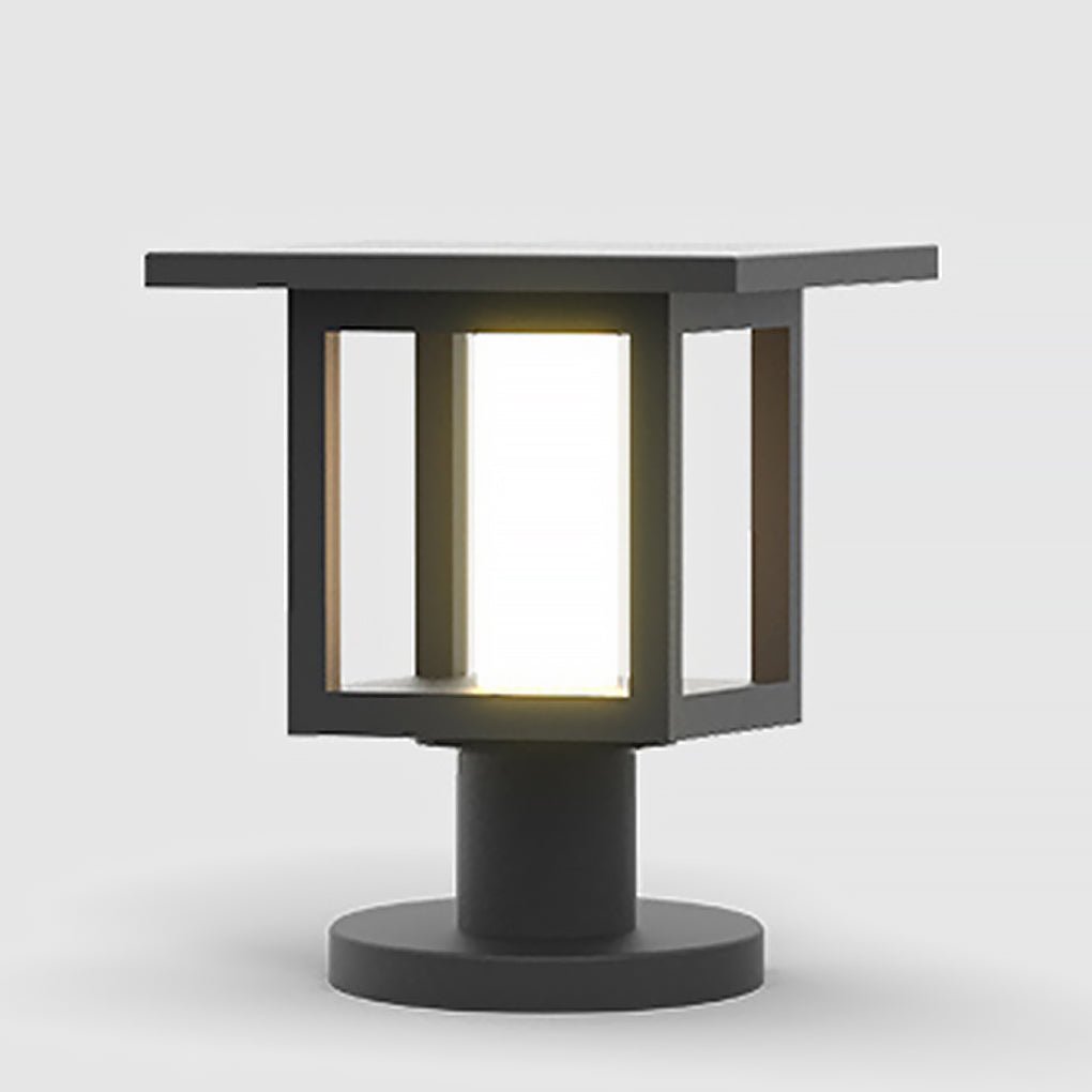 Wide Top LED Post Lights with Rain Shield & Hollow Interior Dual Power Options - Lamp Outdoor