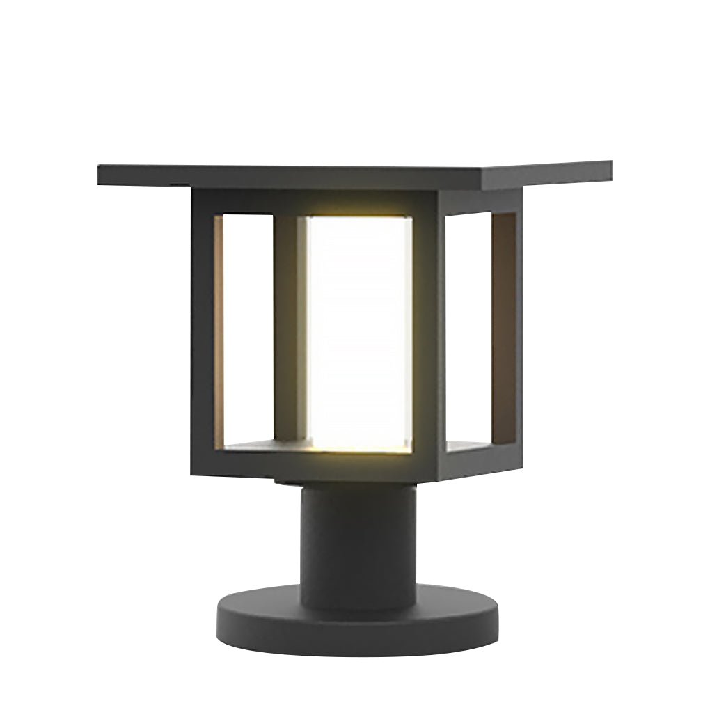 Wide Top LED Post Lights with Rain Shield & Hollow Interior Dual Power Options - Lamp Outdoor