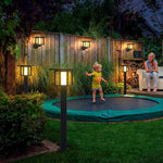 Wide Top LED Post Lights with Rain Shield & Hollow Interior Dual Power Options - Lamp Outdoor