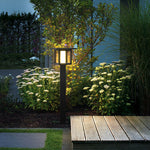 Wide Top LED Post Lights with Rain Shield & Hollow Interior Dual Power Options - Lamp Outdoor