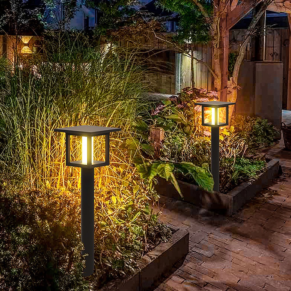 Wide Top LED Post Lights with Rain Shield & Hollow Interior Dual Power Options - Lamp Outdoor