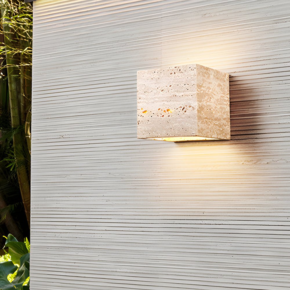 Wabi-Sabi Yellow Travertine LED Wall Sconce - Square/Rectangle - Lamp Outdoor