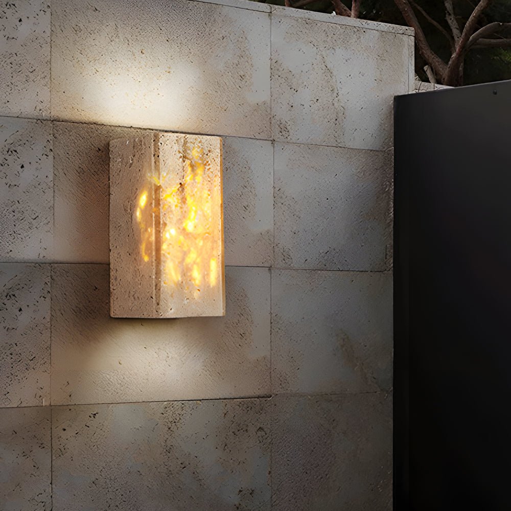 Wabi-Sabi Yellow Travertine LED Wall Sconce - Square/Rectangle - Lamp Outdoor