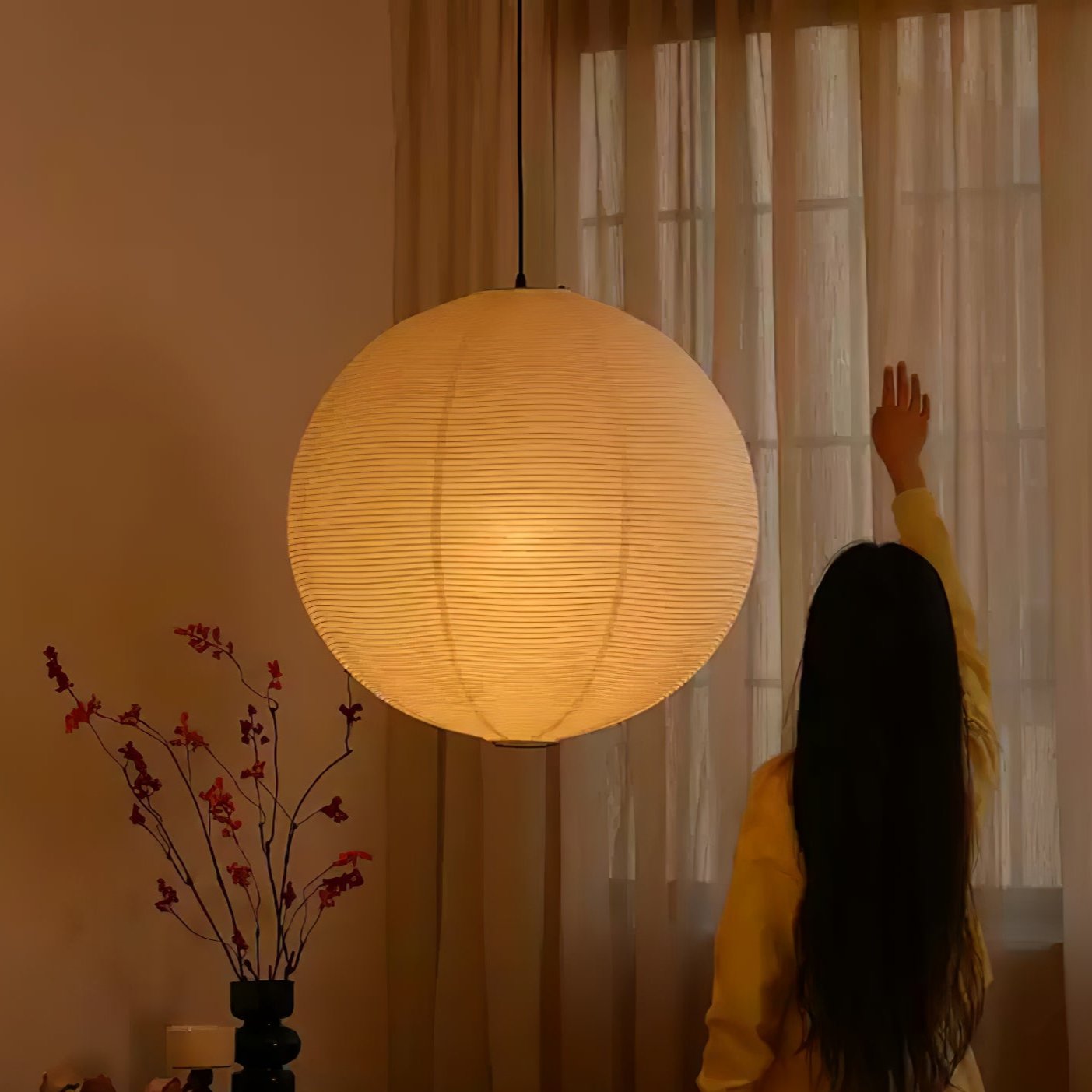 Washi Paper Round Series Pendant Lamp - Lamp Outdoor