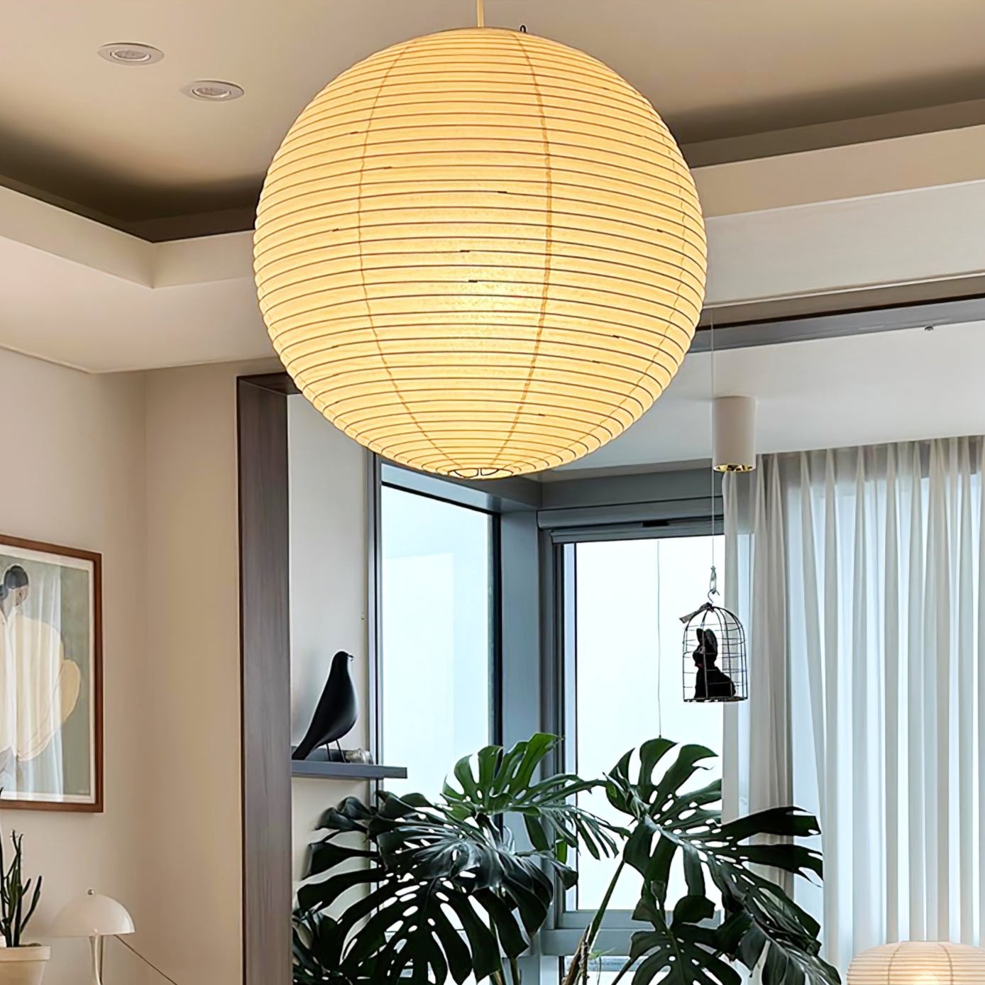 Washi Paper Round Series Pendant Lamp - Lamp Outdoor