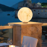 Waterproof Outdoor Pillar Light Faux Marble Moon Globe - Lamp Outdoor