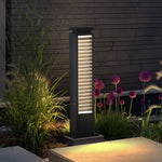 Sleek Stainless Steel LED Louvered Pathway Bollard Lights Modern Waterproof Design - Lamp Outdoor