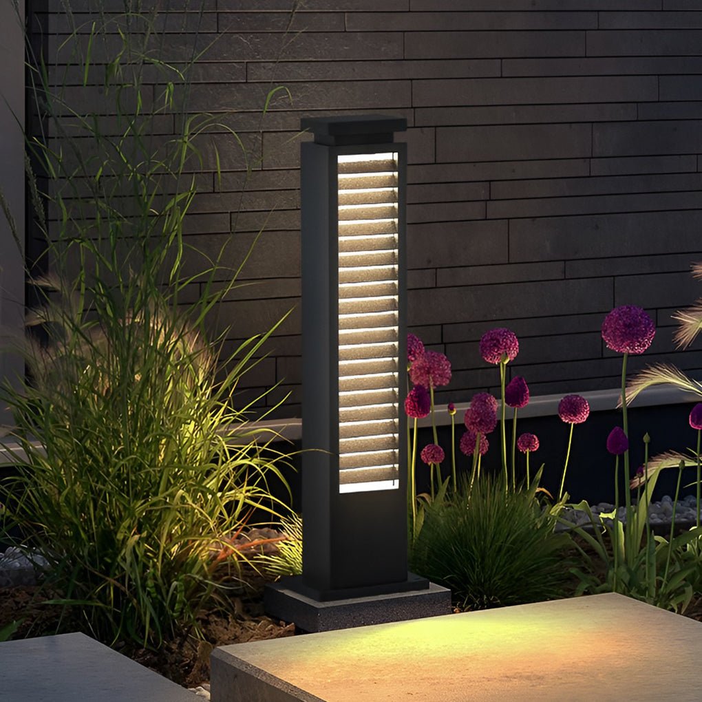 Sleek Stainless Steel LED Louvered Pathway Bollard Lights Modern Waterproof Design - Lamp Outdoor