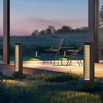 Sleek Stainless Steel LED Louvered Pathway Bollard Lights Modern Waterproof Design - Lamp Outdoor
