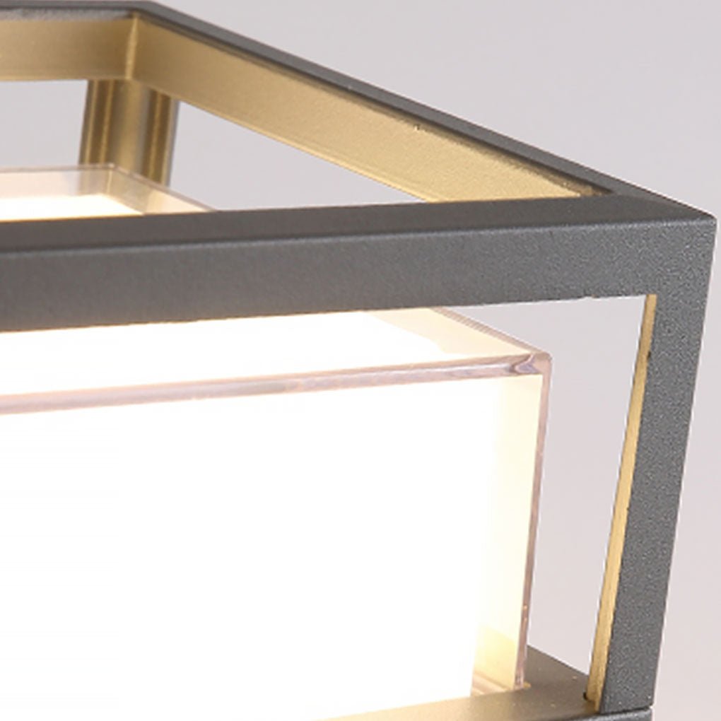 Square Double Layer Shade Outdoor Pier Mount Light Post Lamp - Lamp Outdoor