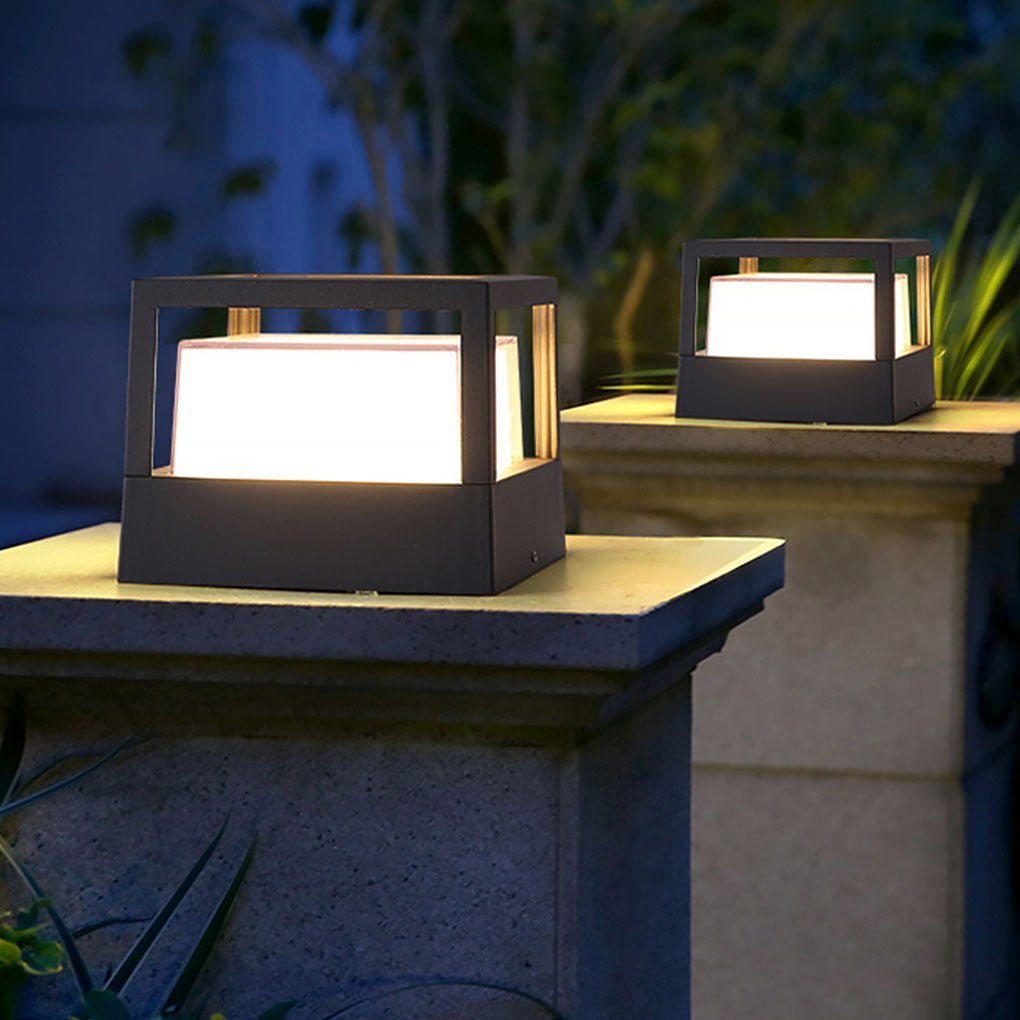 Square Double Layer Shade Outdoor Pier Mount Light Post Lamp - Lamp Outdoor