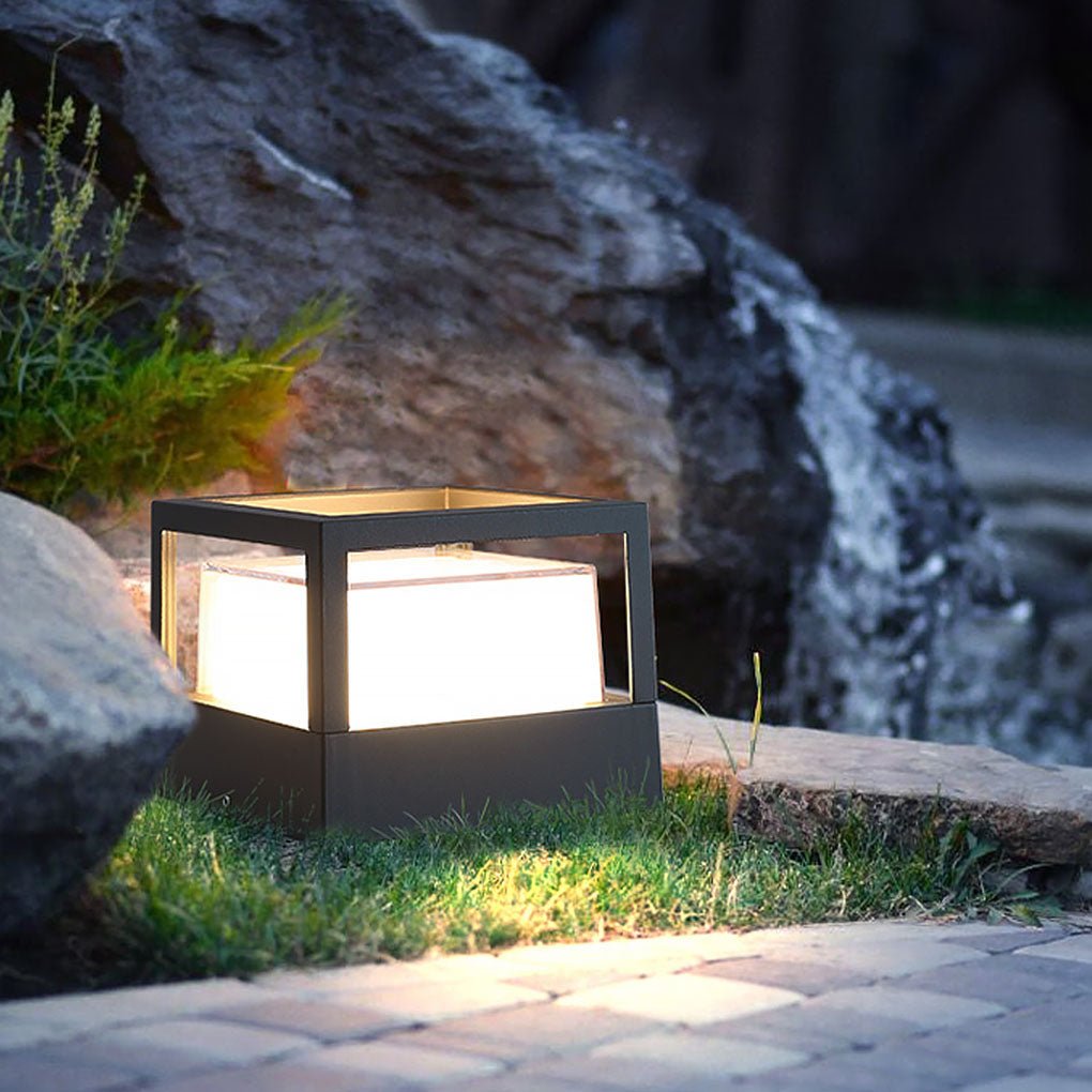 Square Double Layer Shade Outdoor Pier Mount Light Post Lamp - Lamp Outdoor