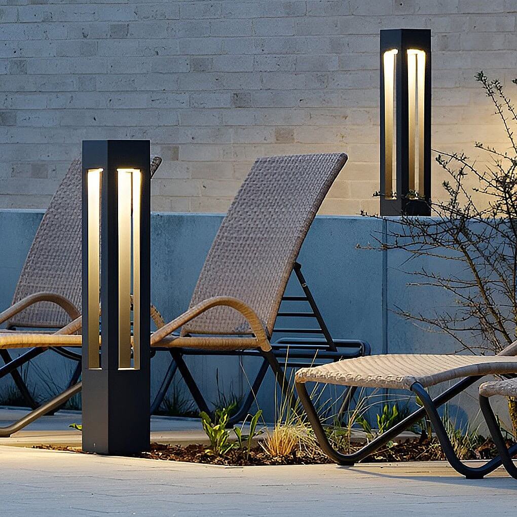 Black Aluminum Garden LED 7W 4-Beam Landscape Bollard Lights - Lamp Outdoor