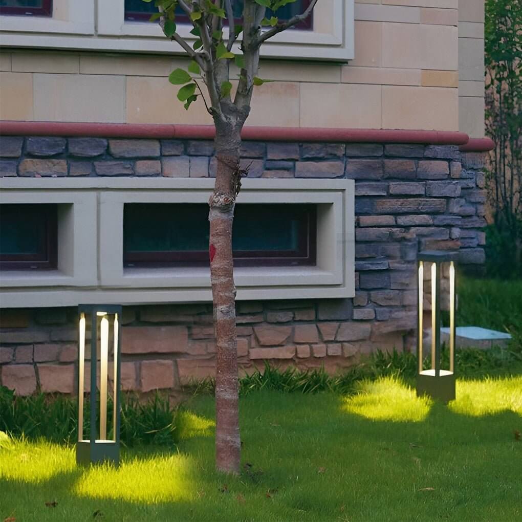 Black Aluminum Garden LED 7W 4-Beam Landscape Bollard Lights - Lamp Outdoor