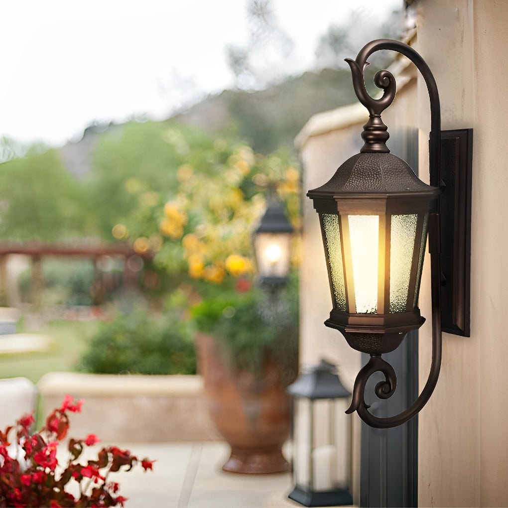 Waterproof Retro Aluminum Glass Shade European Style Outdoor Wall Lights - Lamp Outdoor