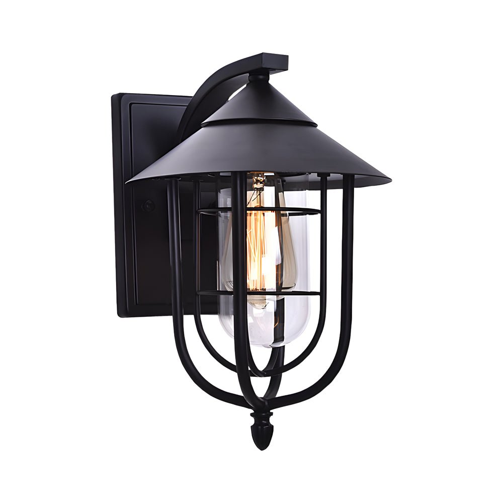 Waterproof Retro Iron Glass Motion Sensor Black Modern Outdoor Wall Lights - Lamp Outdoor