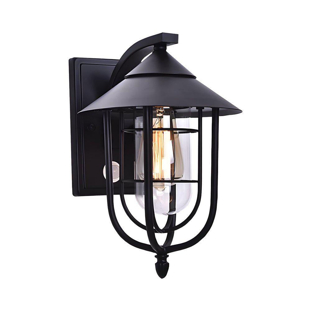 Waterproof Retro Iron Glass Motion Sensor Black Modern Outdoor Wall Lights - Lamp Outdoor