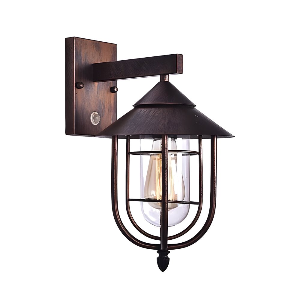 Waterproof Retro Iron Glass Motion Sensor Black Modern Outdoor Wall Lights - Lamp Outdoor