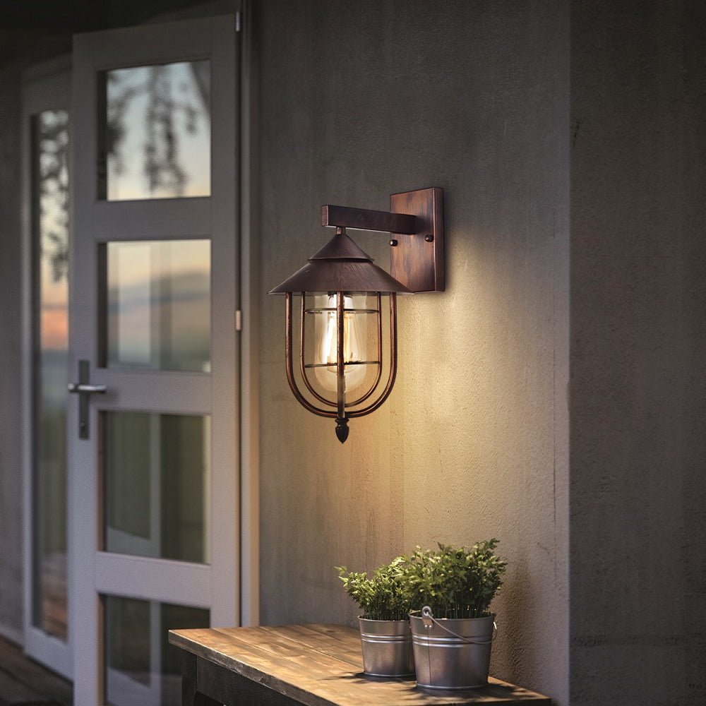 Waterproof Retro Iron Glass Motion Sensor Black Modern Outdoor Wall Lights - Lamp Outdoor