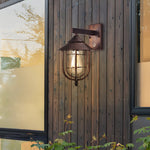 Waterproof Retro Iron Glass Motion Sensor Black Modern Outdoor Wall Lights - Lamp Outdoor