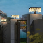 Waterproof Square Creative LED Black Modern Solar Fence Post Lights - Lamp Outdoor