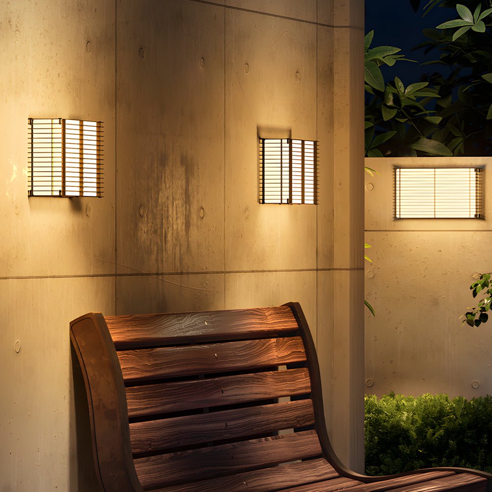 Waterproof Square Grids Stainless Steel Black Modern Solar Wall Lights - Lamp Outdoor