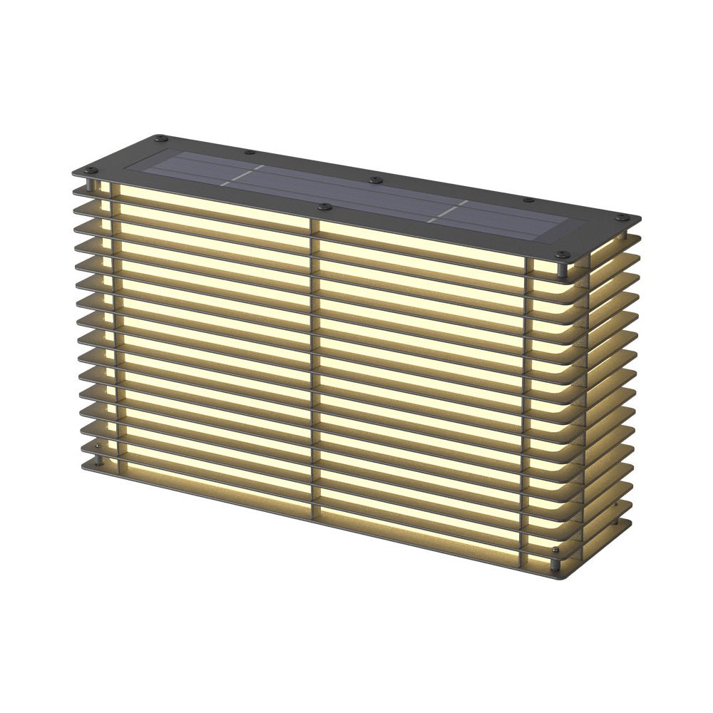 Waterproof Square Grids Stainless Steel Black Modern Solar Wall Lights - Lamp Outdoor
