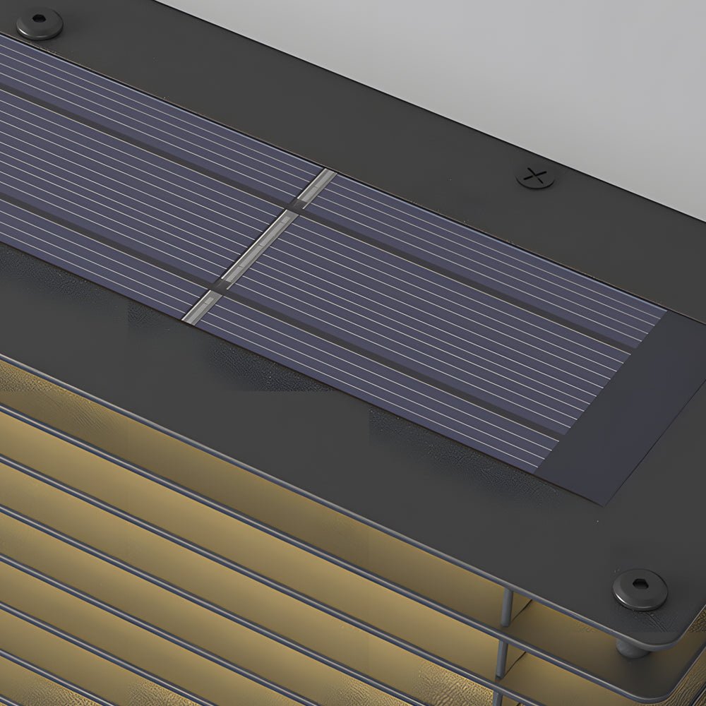 Waterproof Square Grids Stainless Steel Black Modern Solar Wall Lights - Lamp Outdoor