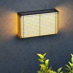 Waterproof Square Grids Stainless Steel Black Modern Solar Wall Lights - Lamp Outdoor