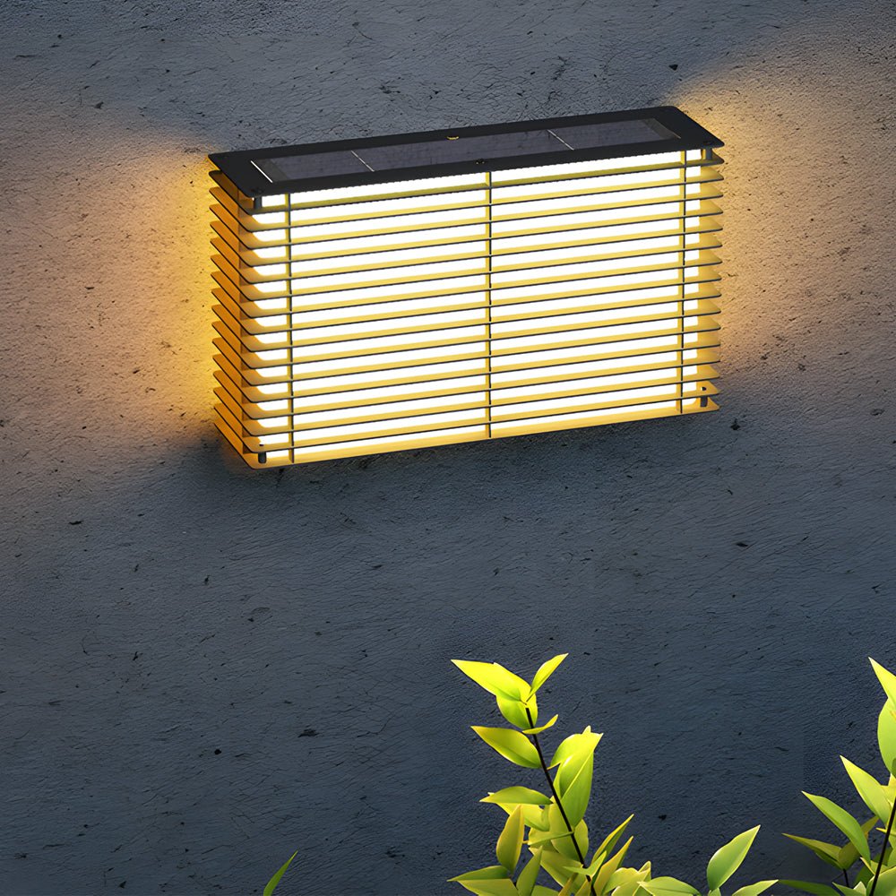 Waterproof Square Grids Stainless Steel Black Modern Solar Wall Lights - Lamp Outdoor
