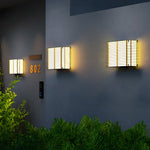 Waterproof Square Grids Stainless Steel Black Modern Solar Wall Lights - Lamp Outdoor