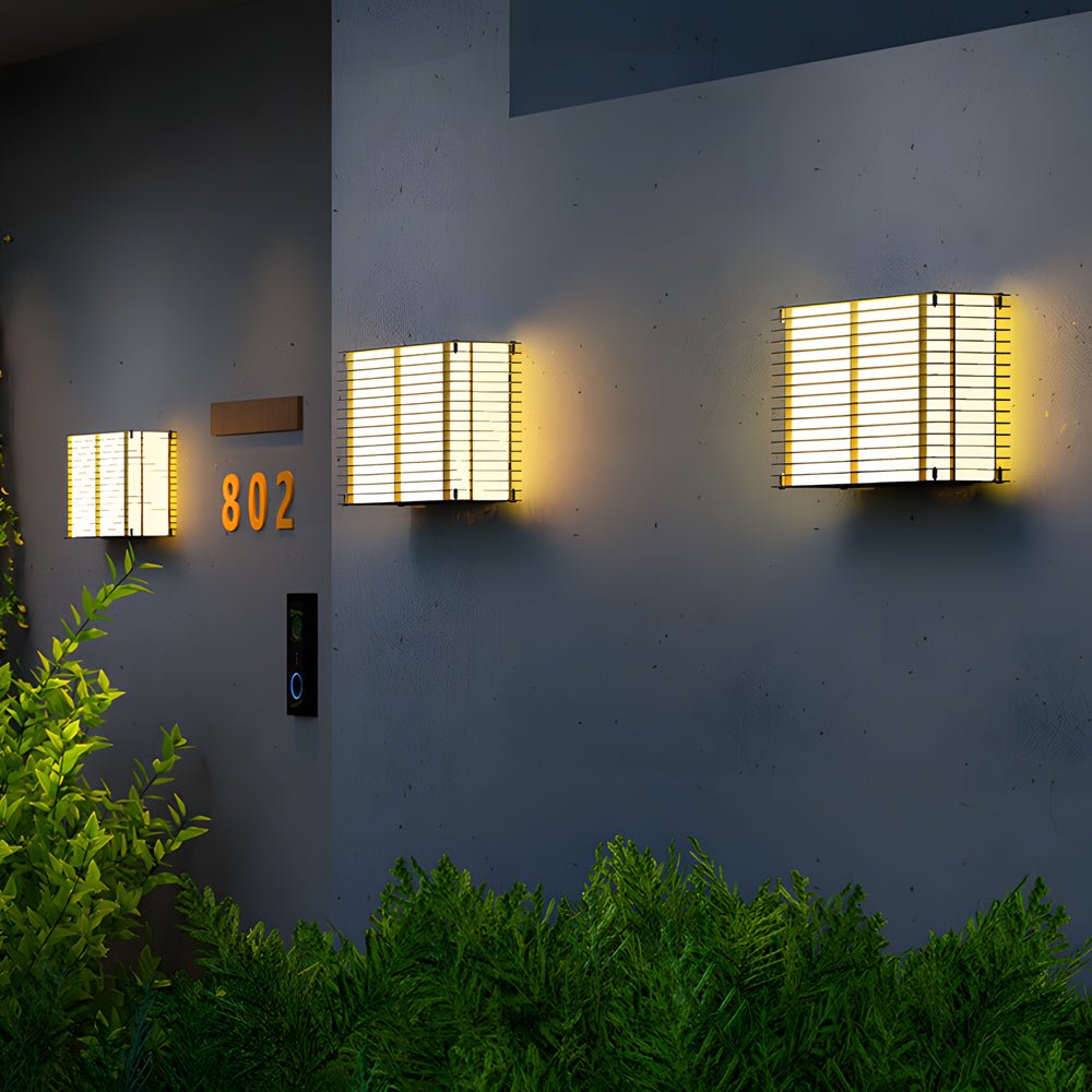 Waterproof Square Grids Stainless Steel Black Modern Solar Wall Lights - Lamp Outdoor