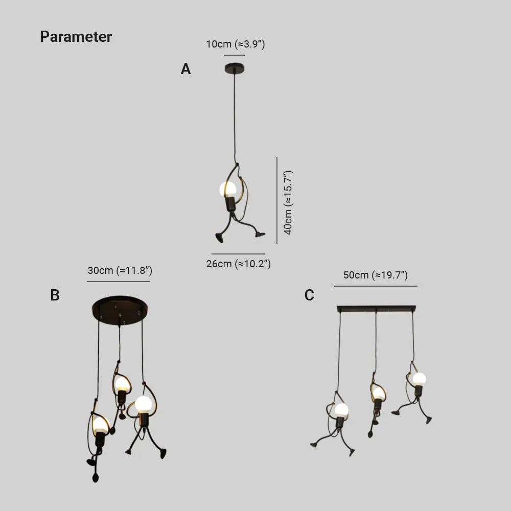Miro Retro Modern Iron Man Pendant Light, Black - Lamp Outdoor