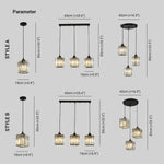Vina Modern Cluster Cylinder Glass Pendant Light, Black/Gold - Lamp Outdoor