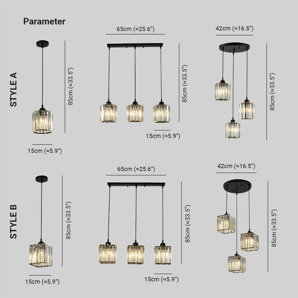 Vina Modern Cluster Cylinder Glass Pendant Light, Black/Gold - Lamp Outdoor
